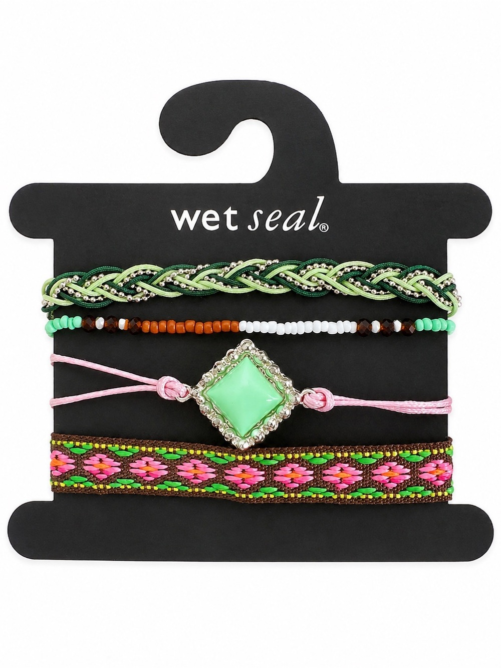 Wet Seal Boho Friendship Bracelet Set Aztec Beaded Woven Layered Festival NWT